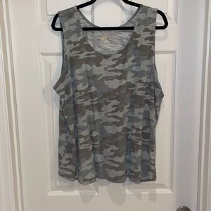 Belle By Kim Gravel Camo Printed Slub Knit Tank